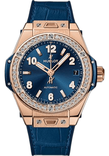 Hublot Big Bang One Click King Gold Blue Diamonds Watch - 39 mm - Blue Dial-465.OX.7180.LR.1204 39mm Diamond Blue Dial Timepiece [465.OX.7180.LR.1204