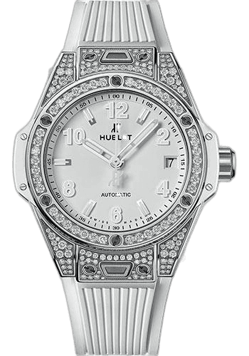 Big Bang One Click Steel White Pave Watch - 39 mm - White Dial-465.SE.2010.RW.1604 39mm Pavé White Dial by Hublot — 465.SE.2010.RW.1604