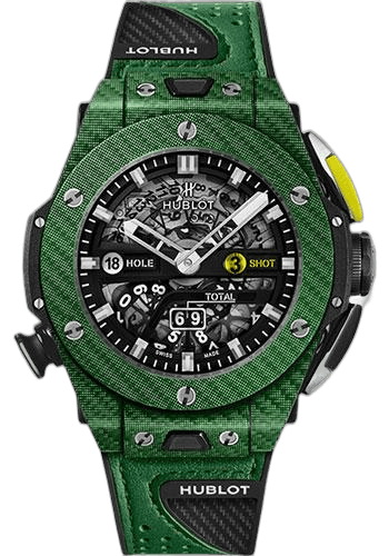 Hublot Big Bang Unico Golf Green Carbon Watch - 45 mm - Black Skeleton Dial Limited Edition of 100-416.YG.5220.VR 45mm Fiber Skeleton Dial Timepiece [416.YG.5220.VR