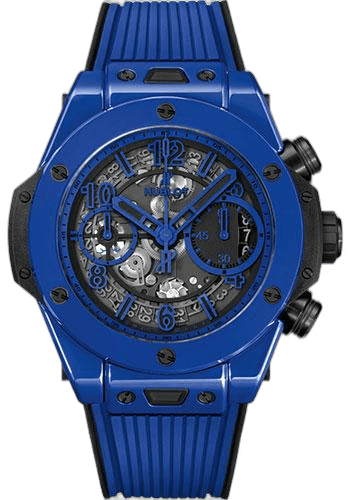 Hublot Big Bang Unico Blue Magic Watch - 42 mm - Blue And Black Skeleton Dial - Black and Blue Rubber Strap-441.ES.5119.RX 42mm Ceramic