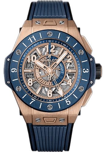 Big Bang Unico Gmt King Gold Blue Ceramic Watch - 45 mm - Blue And Gold-Plated Skeleton Dial-471.OL.7128.RX · Hublot 45mm — 471.OL.7128.RX