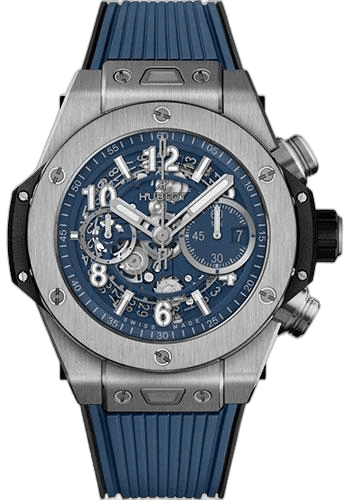 Hublot Big Bang Unico Titanium Blue Watch - 44 mm - Blue Skeleton Dial - Blue Rubber Strap-421.NX.5170.RX 44mm Ref. 421.NX.5170.RX