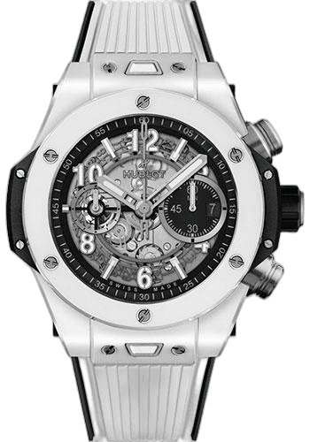 Hublot 44mm Big Bang Unico White Ceramic Watch - 44 mm - Black Skeleton Dial - Black and White Rubber Strap-421.HX.1170.RX — Ref. 421.HX.1170.RX