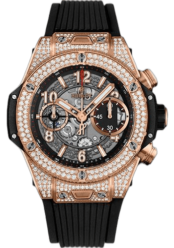 Hublot Big Bang Unico King Gold Pave 42mm Watch - 42 mm - Black Skeleton Dial-441.OX.1180.RX.1704 Pavé Black Dial