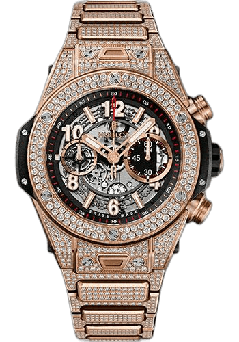 Big Bang Unico King Gold Pave Bracelet Watch-411.OX.1180.OX.3704 45mm Pavé Black Dial Hublot Ref. 411.OX.1180.OX.3704