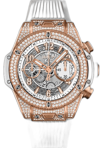 Big Bang Unico King Gold White Pave 42mm Watch - 42 mm - White Skeleton Dial-441.OE.2010.RW.1704 Pavé White Dial Hublot Ref. 441.OE.2010.RW.1704