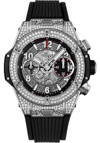 Hublot Big Bang Unico Titanium Pave 42mm Watch - 42 mm - Black Skeleton Dial-441.NX.1170.RX.1704 Pavé Black Dial (441.NX.1170.RX.1704