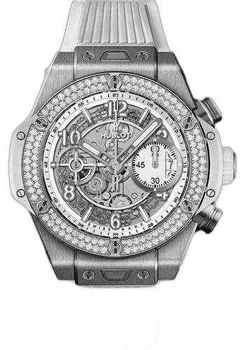 Hublot Big Bang Unico Titanium White Diamonds 42mm Watch - 42 mm - White Skeleton Dial-441.NE.2010.RW.1104 Diamond White Dial Timepiece [441.NE.2010.RW.1104