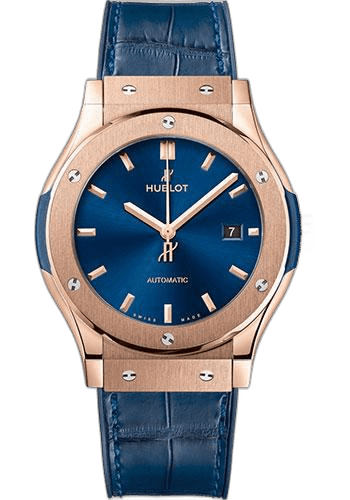 Classic Fusion King Gold Blue Watch - 42 mm - Blue Dial - Blue Rubber and Leather Strap-542.OX.7180.LR 42mm — Hublot Ref. 542.OX.7180.LR