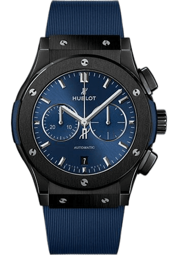 Classic Fusion Ceramic Blue Chronograph Watch - 42 mm - Blue Dial - Blue Lined Rubber Strap-541.CM.7170.RX 42mm · Hublot 541.CM.7170.RX