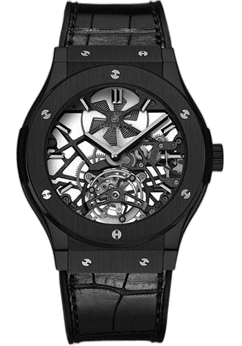 Hublot 45mm Ceramic Sapphire Dial Classic Fusion Skeleton Tourbillon All Black Limited Edition of 99 Watch-505.CM.0140.LR — Ref. 505.CM.0140.LR