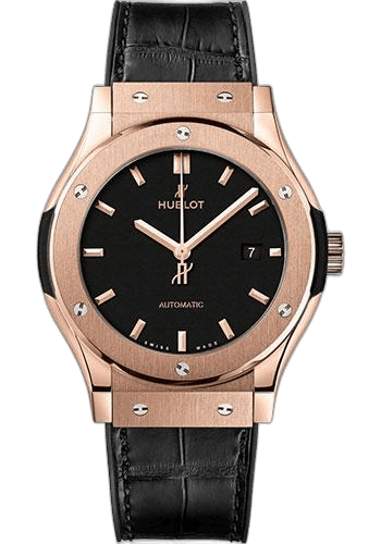 Classic Fusion King Gold Watch - 42 mm - Black Dial - Black Rubber and Leather Strap-542.OX.1181.LR · Hublot 42mm — 542.OX.1181.LR