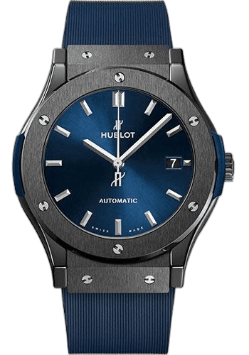 Hublot 45mm Classic Fusion Ceramic Blue Watch - 45 mm - Blue Dial - Blue Lined Rubber Strap-511.CM.7170.RX Watch Ref. 511.CM.7170.RX