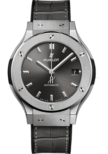 Classic Fusion Racing Grey Titanium Watch - 38 mm - Gray Dial - Black Rubber and Gray Leather Strap-565.NX.7071.LR 38mm — Hublot Ref. 565.NX.7071.LR