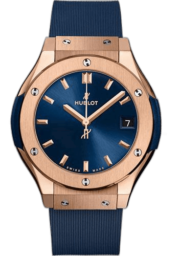 Hublot 33mm Classic Fusion King Gold Blue Watch - 33 mm - Blue Dial - Blue Lined Rubber Strap-581.OX.7180.RX — Ref. 581.OX.7180.RX