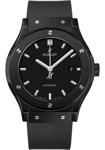 Hublot Classic Fusion Black Magic Watch - 42 mm - Black Dial - Black Lined Rubber Strap-542.CM.1171.RX 42mm Ceramic