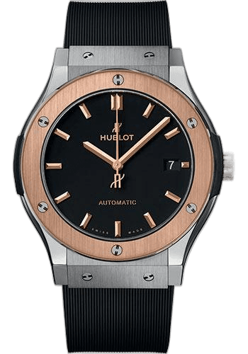 Classic Fusion Titanium King Gold Watch - 45 mm - Black Dial - Black Lined Rubber Strap-511.NO.1181.RX · Hublot 45mm — 511.NO.1181.RX