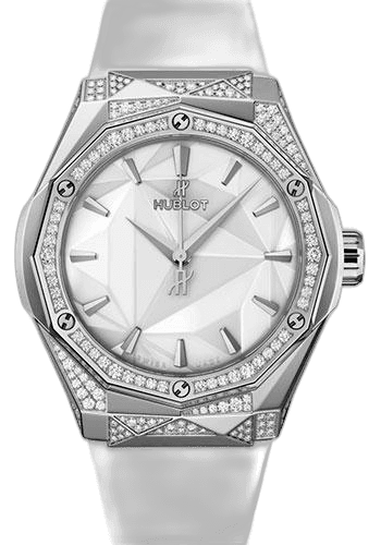 Classic Fusion Orlinski Titanium White Alternative Pave Watch - 40 mm - White Dial - White Smooth Rubber Strap-550.NS.2200.RW.1804.ORL20 · Hublot 40mm Pavé White Dial — 550.NS.2200.RW.1804.ORL20
