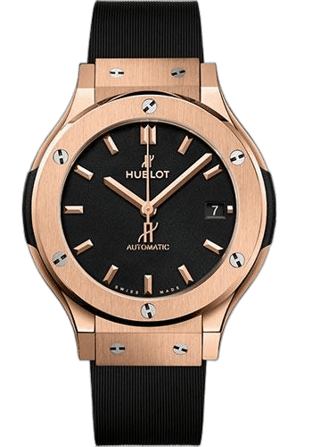 Hublot 38mm Classic Fusion King Gold Watch - 38 mm - Black Dial - Black Lined Rubber Strap-565.OX.1181.RX Watch Ref. 565.OX.1181.RX