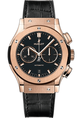 Classic Fusion Chronograph King Gold Watch - 42 mm - Black Dial - Black Rubber and Leather Strap-541.OX.1181.LR · Hublot 42mm — 541.OX.1181.LR