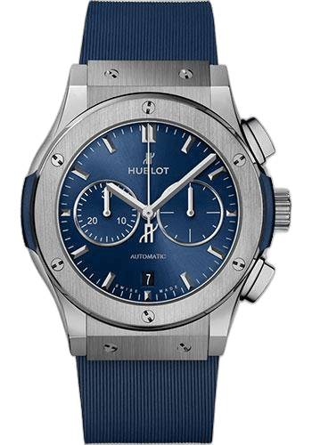 Hublot 42mm Classic Fusion Chronograph Titanium Blue Watch - 42 mm - Blue Dial - Blue Lined Rubber Strap-541.NX.7170.RX Watch Ref. 541.NX.7170.RX