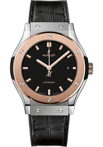 Hublot Classic Fusion Titanium King Gold Watch - 42 mm - Black Dial - Black Rubber and Leather Strap-542.NO.1181.LR 42mm Watch Ref. 542.NO.1181.LR