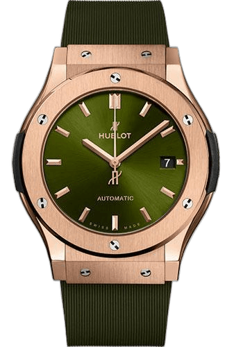 Hublot Classic Fusion King Gold Green Watch - 45 mm - Green Dial - Green Lined Rubber Strap-511.OX.8980.RX 45mm