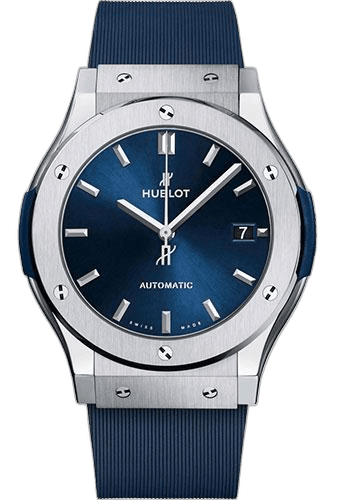 Hublot Classic Fusion Titanium Blue Watch - 45 mm - Blue Dial - Blue Lined Rubber Strap-511.NX.7170.RX 45mm Ref. 511.NX.7170.RX