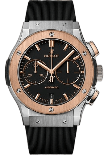 Hublot Classic Fusion Chronograph Titanium King Gold Watch - 45 mm - Black Dial - Black Lined Rubber Strap-521.NO.1181.RX 45mm Ref. 521.NO.1181.RX