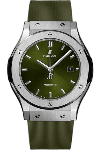 Hublot Classic Fusion Titanium Green Watch - 42 mm - Green Dial - Green Lined Rubber Strap-542.NX.8970.RX 42mm Watch Ref. 542.NX.8970.RX