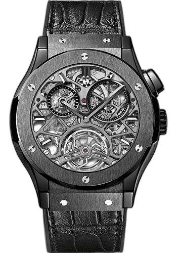 Hublot 45mm Ceramic Sapphire Dial Classic Fusion Tourbillon Skeleton All Black Limited Edition of 99 Watch-506.CM.0140.LR Watch Ref. 506.CM.0140.LR