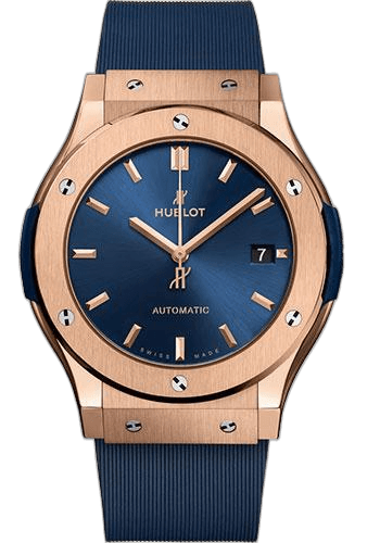 Classic Fusion King Gold Blue Watch - 45 mm - Blue Dial - Blue Lined Rubber Strap-511.OX.7180.RX 45mm — Hublot Ref. 511.OX.7180.RX