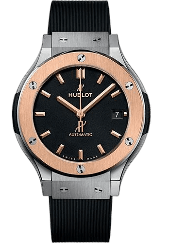 Classic Fusion Titanium King Gold Watch - 38 mm - Black Dial - Black Lined Rubber Strap-565.NO.1181.RX 38mm Hublot Ref. 565.NO.1181.RX