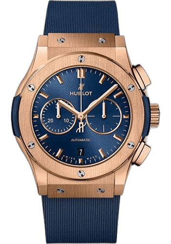 Hublot Classic Fusion Chronograph King Gold Blue Watch - 42 mm - Blue Dial - Blue Lined Rubber Strap-541.OX.7180.RX 42mm Ref. 541.OX.7180.RX