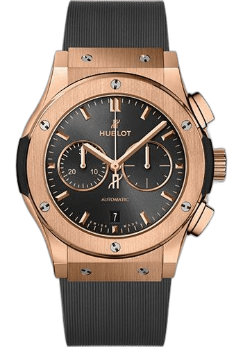 Hublot Classic Fusion Racing Grey Chronograph King Gold Watch - 42 mm - Gray Dial - Gray Lined Rubber Strap-541.OX.7080.RX 42mm (541.OX.7080.RX