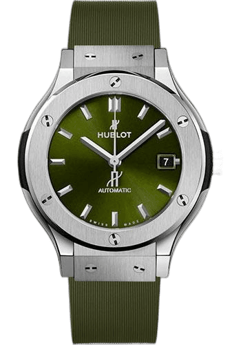 Classic Fusion Titanium Green Watch - 38 mm - Green Dial - Green Lined Rubber Strap-565.NX.8970.RX · Hublot 38mm — 565.NX.8970.RX