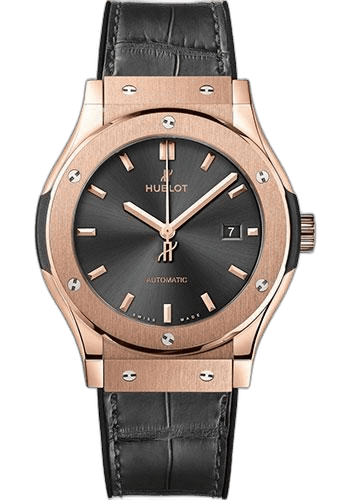 Hublot Classic Fusion Racing Grey King Gold Watch - 42 mm - Gray Dial - Black Rubber and Gray Leather Strap-542.OX.7081.LR 42mm Ref. 542.OX.7081.LR