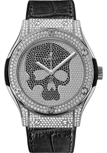 Classic Fusion Skull Titanium Full Pave Watch-511.NX.9000.LR.1704.SKULL 45mm Full Pavé White Dial · Hublot 511.NX.9000.LR.1704.SKULL