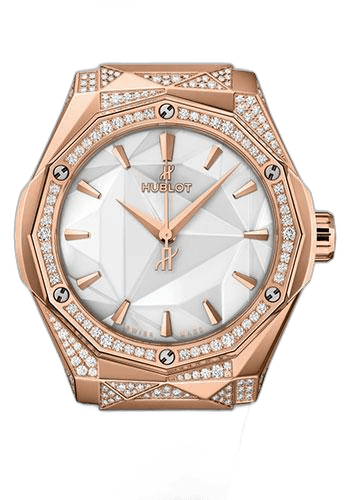 Hublot 40mm Pavé White Dial Classic Fusion Orlinski King Gold White Alternative Pave Watch - 40 mm - White Dial - White Smooth Rubber Strap-550.OS.2200.RW.1804.ORL20 Watch Ref. 550.OS.2200.RW.1804.ORL20