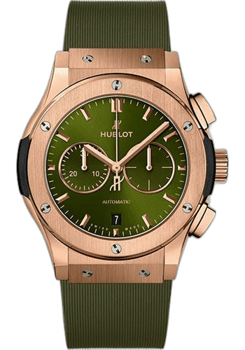 Hublot 42mm Classic Fusion Chronograph King Gold Green Watch - 42 mm - Green Dial - Green Lined Rubber Strap-541.OX.8980.RX — Ref. 541.OX.8980.RX