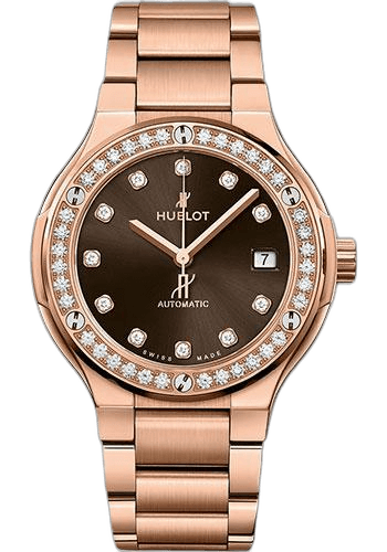 Classic Fusion King Gold Brown Diamonds Bracelet Watch - 38 mm - Brown Dial-568.OX.898M.OX.1204 38mm Diamond Brown Dial Hublot Ref. 568.OX.898M.OX.1204
