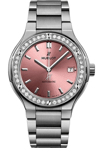 Classic Fusion Titanium Pink Watch-568.NX.891P.NX.1204 38mm Diamond Pink Dial by Hublot — 568.NX.891P.NX.1204