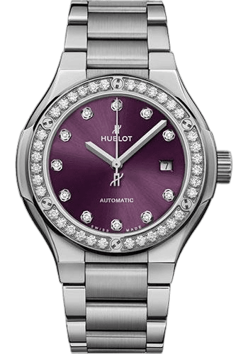 Hublot Classic Fusion Titanium Purple Diamonds Bracelet Watch - 33 mm - Purple Dial-585.NX.897V.NX.1204 33mm Diamond Purple Dial Watch Ref. 585.NX.897V.NX.1204