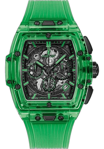 Spirit of Big Bang Green Saxem Watch - 42 mm - Sapphire Dial - Transparent Green Strap Limited Edition of 100-642.JG.0190.RT 42mm SAXEM Sapphire Dial — Hublot Ref. 642.JG.0190.RT