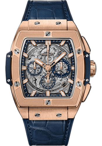 Spirit of Big Bang King Gold Blue Watch - 42 mm - Sapphire Dial - Blue Rubber and Leather Strap-641.OX.7180.LR 42mm · Hublot 641.OX.7180.LR