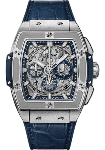 Spirit of Big Bang Titanium Blue Watch - 42 mm - Sapphire Dial - Blue Rubber and Leather Strap-641.NX.7170.LR 42mm Hublot Ref. 641.NX.7170.LR