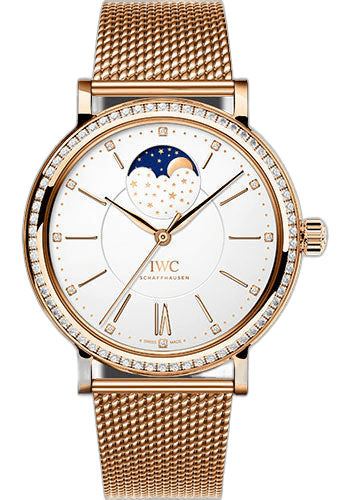 IWC Portofino Automatic Rose Gold — Diamond Bezel Silver Moonphase Dial | Ref. IW459010