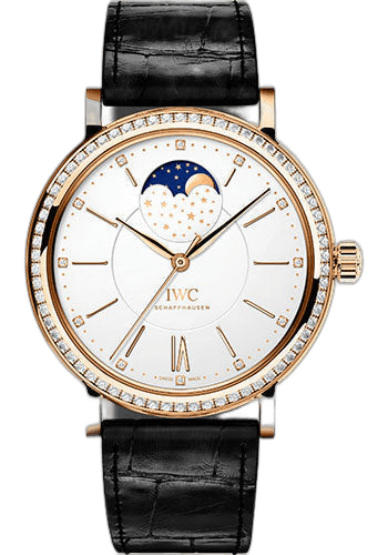 IWC Portofino Automatic Rose Gold — Silver-Plated Dial Diamond Bezel Moon Phase | Ref. IW459009