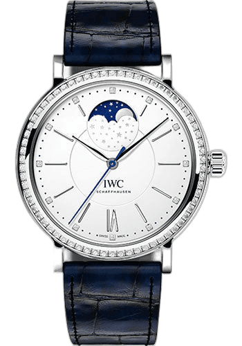 IWC Portofino Automatic Steel — Diamond Bezel Silver-Plated Moon Phase | Ref. IW459008