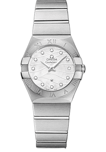 Omega 27.0mm Constellation Quartz 27 mm Watch - 27.0 mm Steel Case - Mother-Of-Pearl Diamond Dial - 123.10.27.60.55.003 Watch Ref. 123.10.27.60.55.003